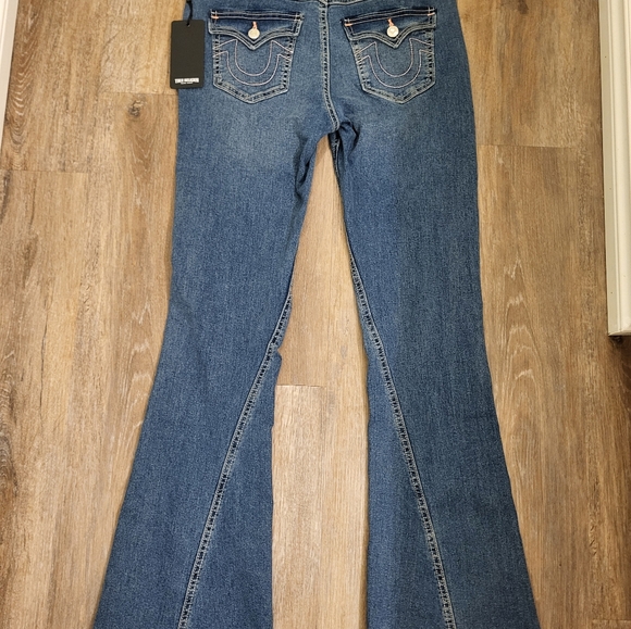 True Religion Joey Mid Rise Single Needle Flare Jean Medium Storm Wash  Size 29 - Picture 13 of 16